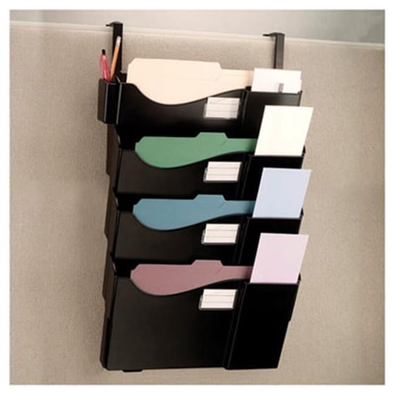 Officemate Filing System for Cubicle 4 Pockets 27 .25 x 15 .75 x 3 .88 Plastic Black