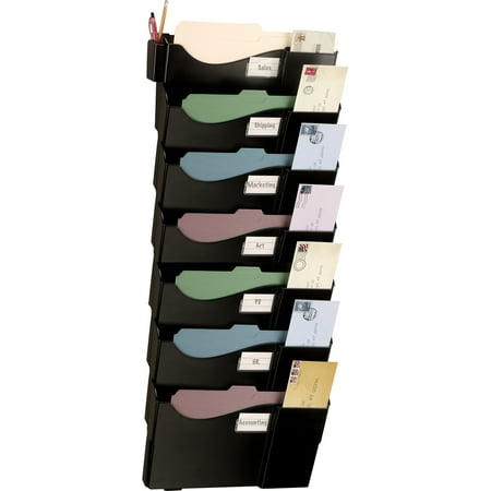 Officemate Grande Central Filing System with Starter Pocket Plus 6 Add-On Pockets - Black (21726)