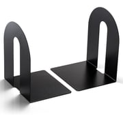 Officemate Heavy Duty Metal Bookends, 10-Inch Steel Book Ends for Shelves, Non-Skid Base Book Supports for Books & Binders, Black