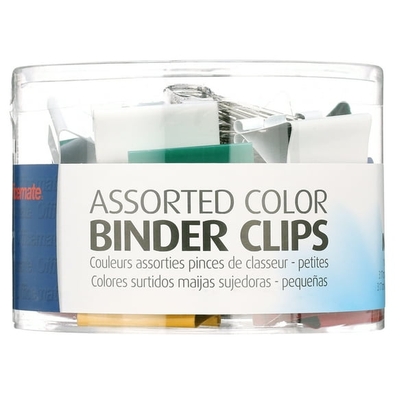 Officemate Medium Binder Clips, Assorted Colors, 24 Clips per Tub (31029)