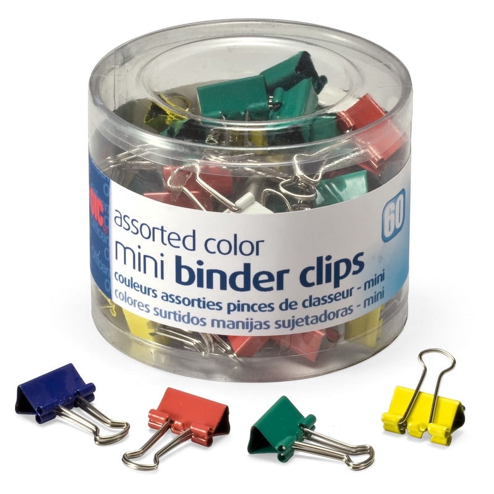 Officemate Mini Binder Clips, Assorted Colors, 60 Clips per Tub (31024)