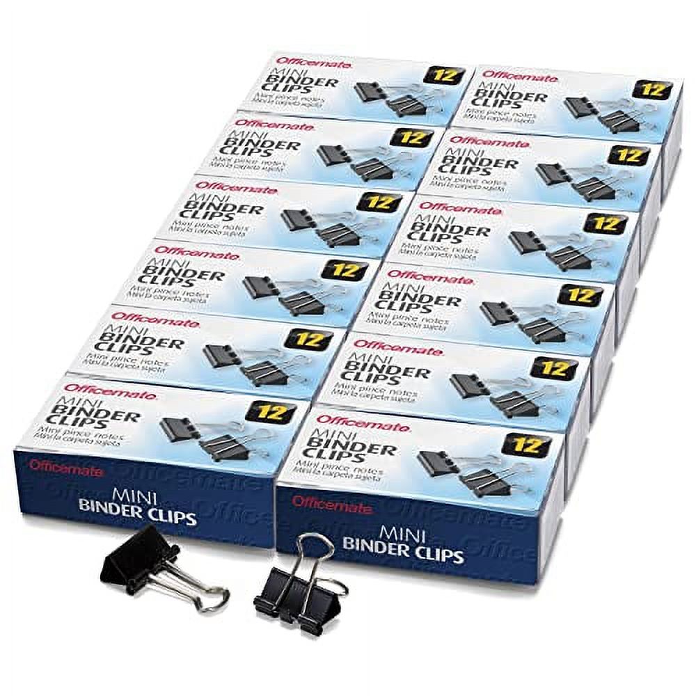 Officemate Mini Binder Clips, Black, 144 Pack (12 Boxes of 1 Dozen Each ...