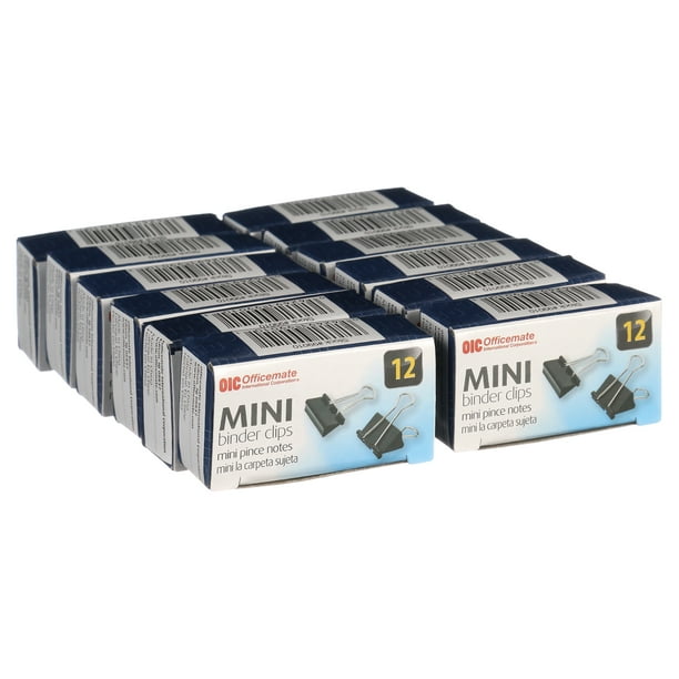 Officemate Mini Binder Clips, Black, 144 Pack (12 Boxes of 1 Dozen Each