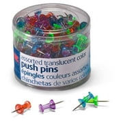 Officemate OIC Push Pins, Assorted Translucent Colors, 200 Count (35710)