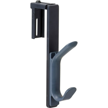 Officemate Double Coat Hooks for Cubicle Panels, Adjustable 1.25-3.5 Inch, Charcoal (22005)