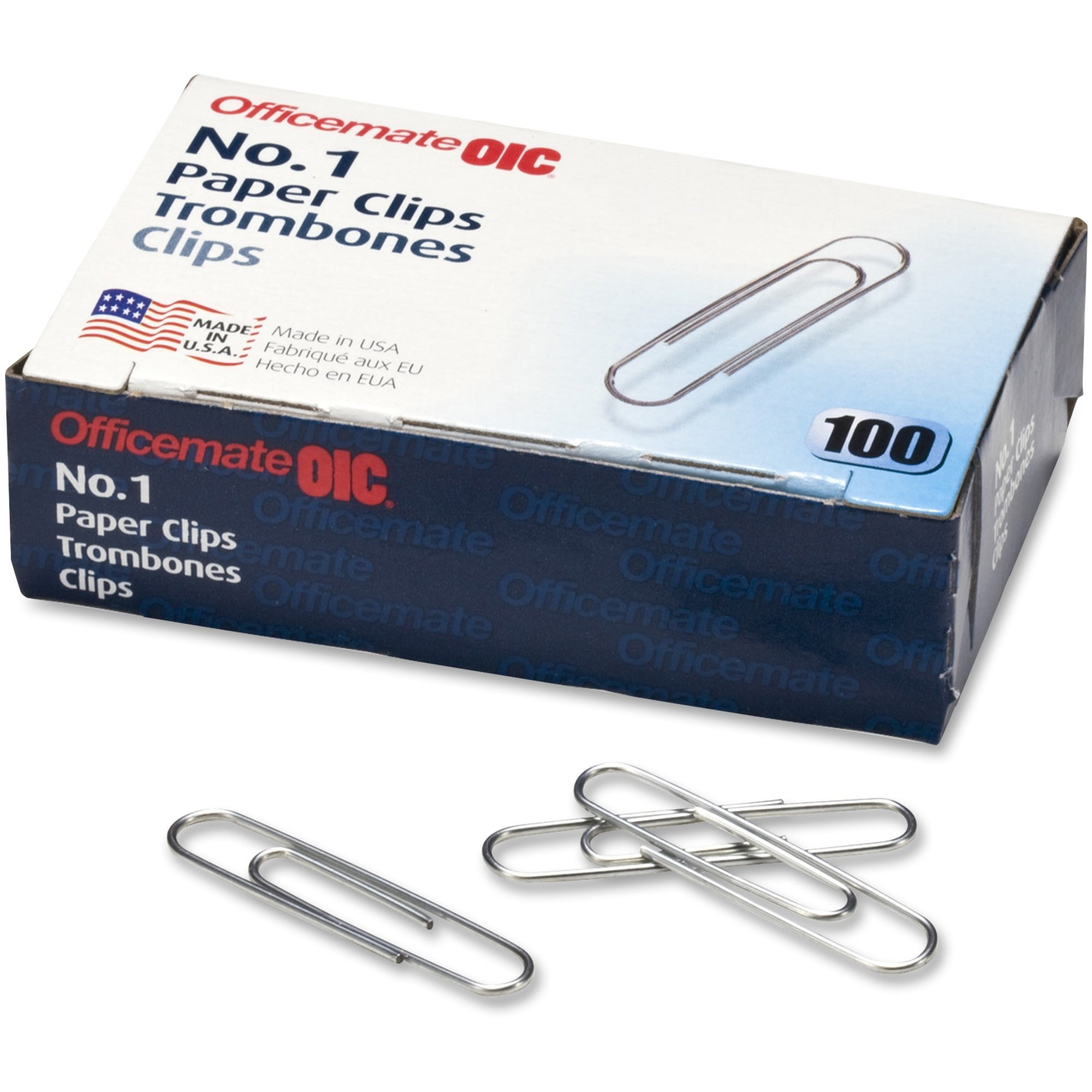 Officemate Paper Clips - No. 1 - 1000 / Pack - Silver - Steel Officemate Paper Clips - No. 1 - 1000 / Pack - Silver - Steel