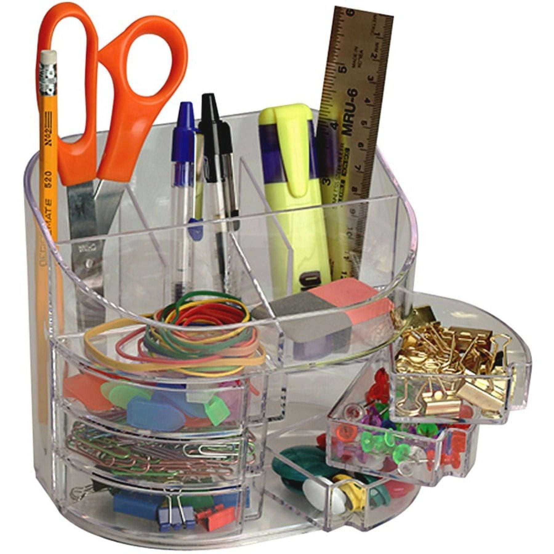Officemate Plastic Double Supply Organizer - 11 Compartment(s) - Desktop - Clear - 1 Each Officemate Plastic Double Supply Organizer - 11 Compartment(s) - Desktop - Clear - 1 Each