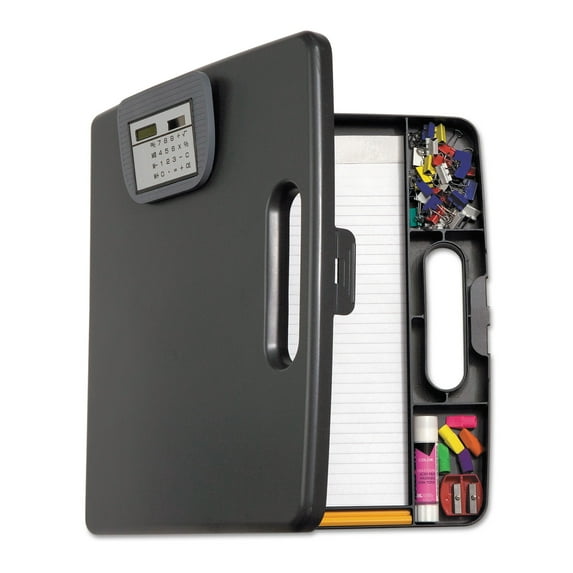 Officemate Portable Clipboard Case with Calculator, Gray (83372)