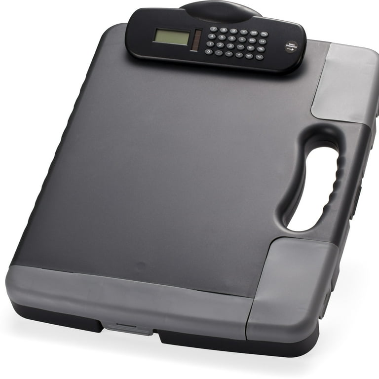 Officemate Portable Storage Clipboard with Calculator - Heavy Duty - Plastic - Charcoal Black - 1 Each Officemate Portable Storage Clipboard with Calculator - Heavy Duty - Plastic - Charcoal Black - 1 Each