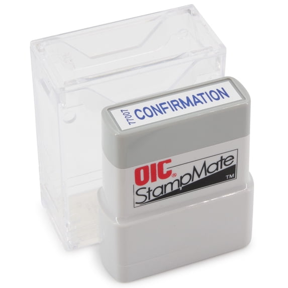 Officemate Pre Inked Stamp with Message, Stamper with Self Ink Pads for Office Stamping