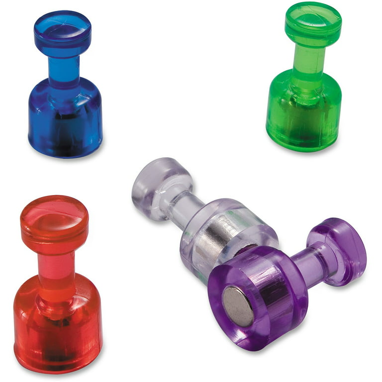 Officemate Push Pin Style Magnets, 10/Pack, Assorted Translucent Colors  (92515) 