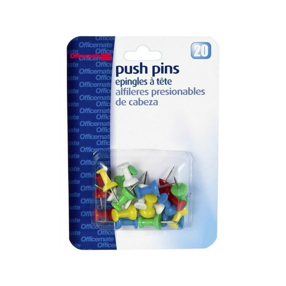 Officemate Push Pins, Assorted Colors, 20 per Pack (92600) - Walmart.com