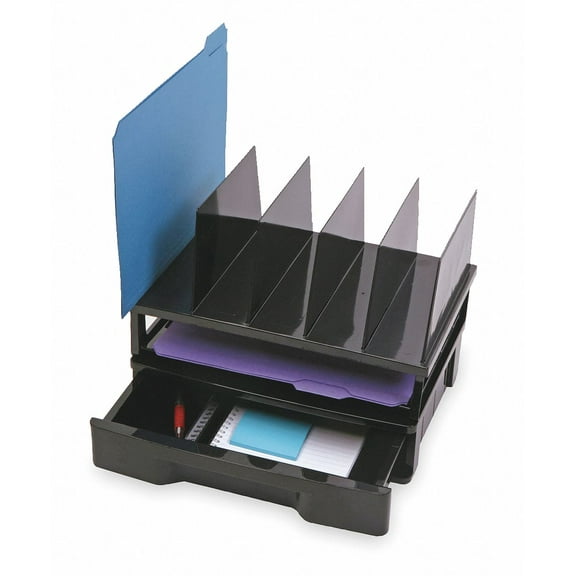 Officemate Recycled Drawer with Letter Tray and Vertical Sorter, Black (26095)