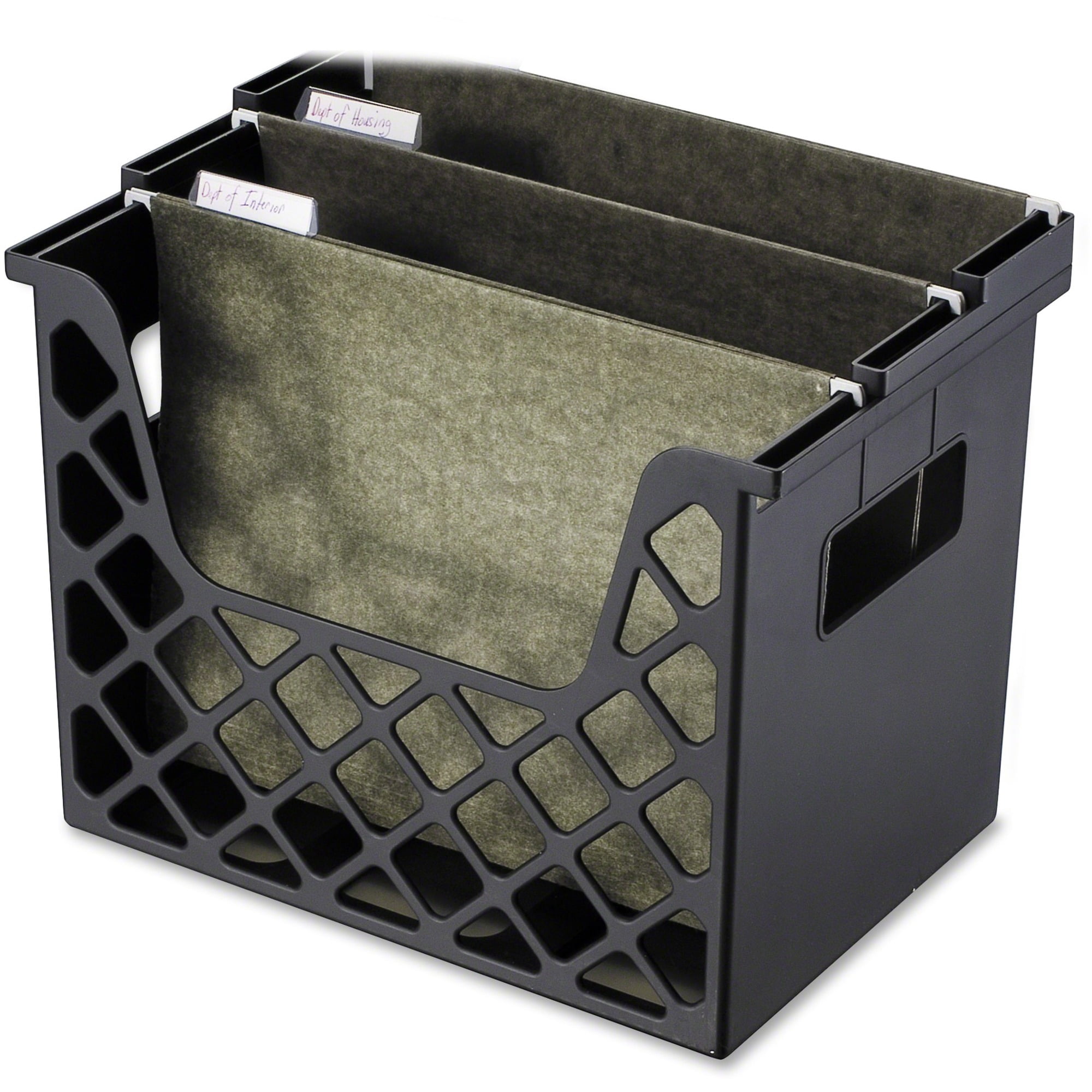 Officemate Recycled Plastic Desktop File Organizer - 10.8" Height X 13.3" Width X 8.6" Depth - Desktop - Compact, Portable - 30% - Black - 1 Each