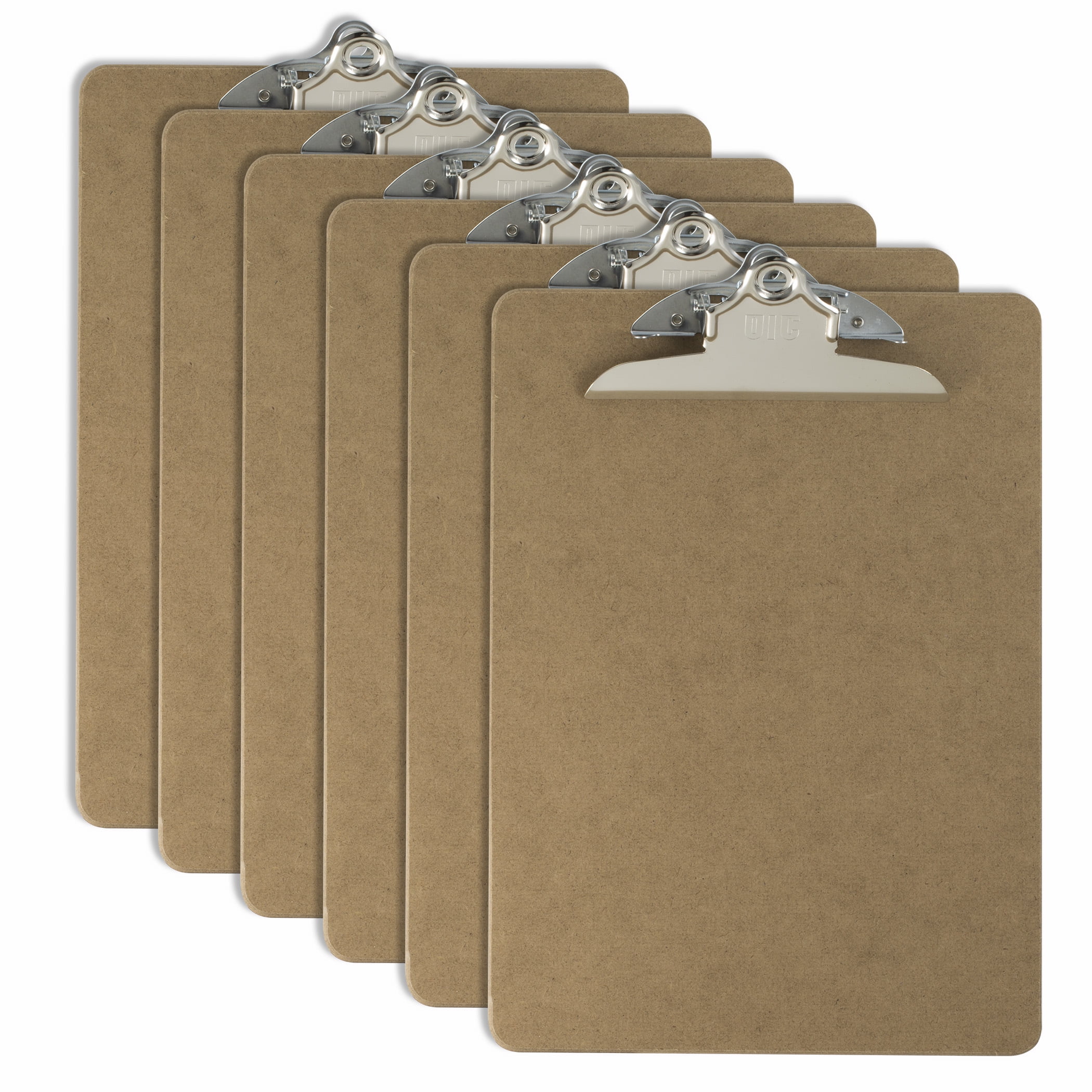Officemate Recycled Wood Clipboards, 6 Inch Clip, 6 Pack Clipboards, Letter  Size (9 x 12.5 Inches), Brown (83706)