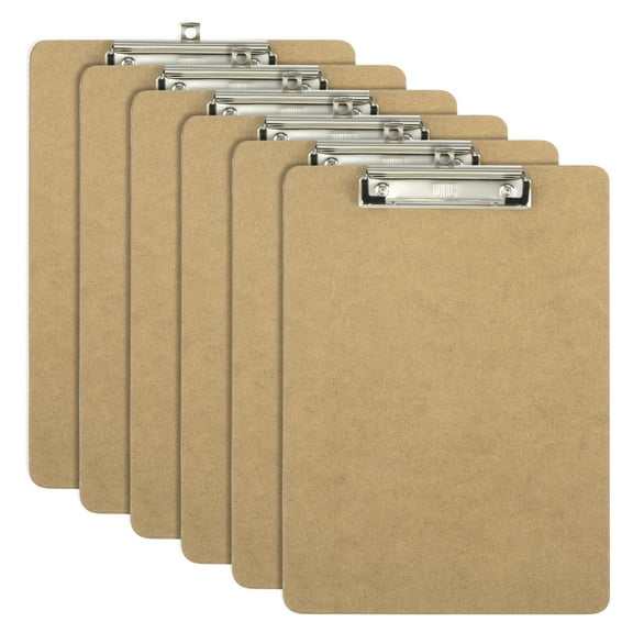 Officemate Recycled Wood Clipboards, Low Profile Clip, 6 Pack, Letter Size, Brown (83806)