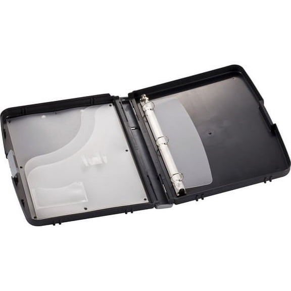Officemate Ringbinder Clipboard Storage Box - 8 19/64" , 8 1/2" x 11 45/64" , 11" - Spring Clip - Plastic - Charcoal - 1 Each | Bundle of 10 Each