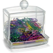 Officemate Self-Dispensing Paper Clip Holder, Clear, w/250 #1 Vinyl-Covered Assorted Color Clips