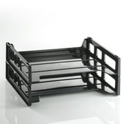 Officemate Side Load Letter Tray, Plastic, Letter-Size, Built-in Handles, Black, 2 Pack (21022)