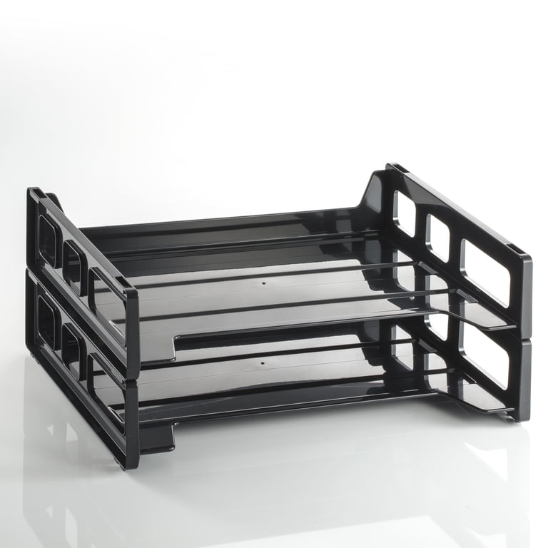 OfficeMate Side Load Letter Tray, Black 2-Pack photo 1