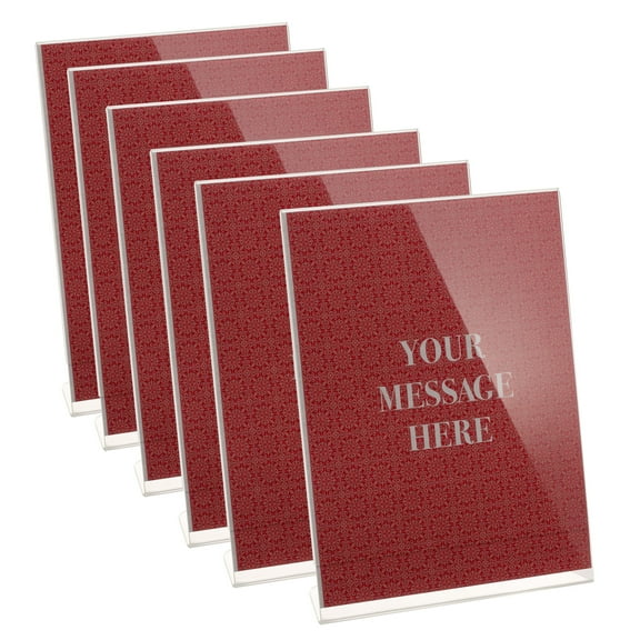 Officemate Slanted Vertical Sign Holder, 8.5 x 11 inches, 6/Pack, Clear (23065)