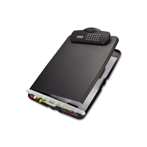 Officemate Slim Clipboard Box with Calculator, Charcoal (83306)