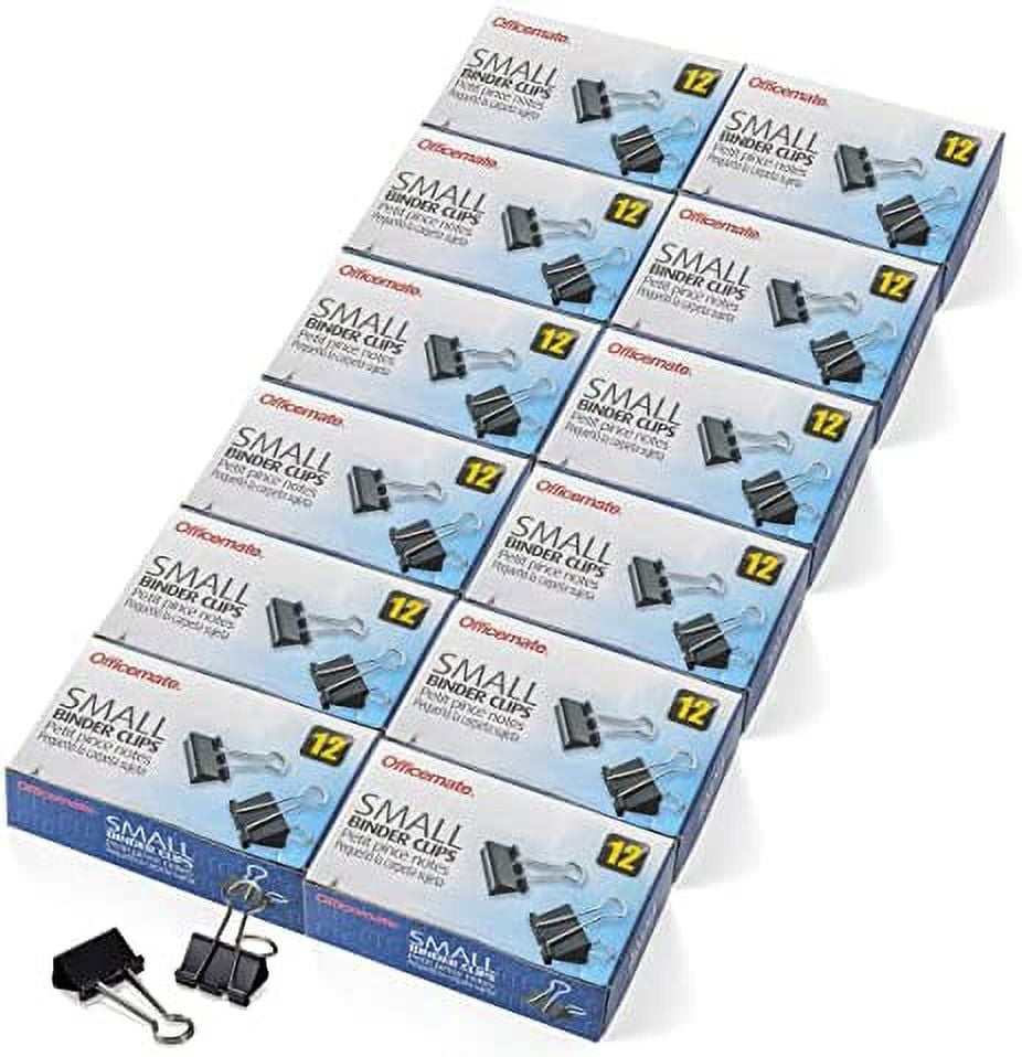 Officemate Small Binder Clips, Black, 12 Boxes of 1 Dozen Each (144 Total)  (99020)