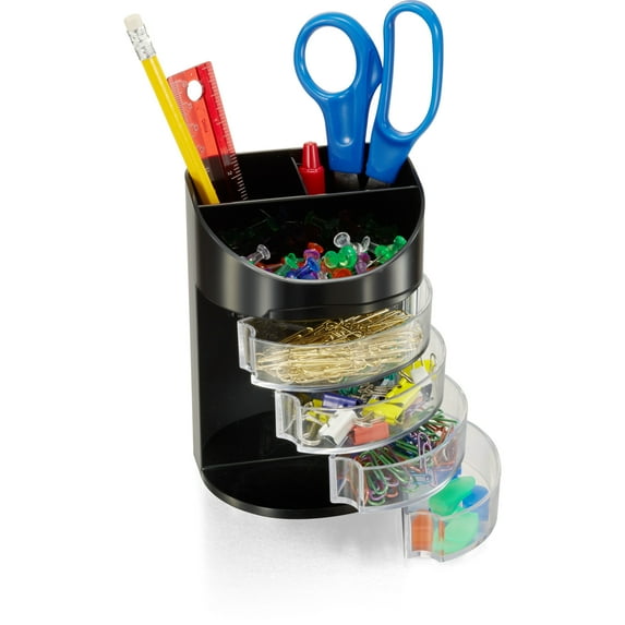 Officemate Supply Organizer, 7 Compartments, Black/Clear