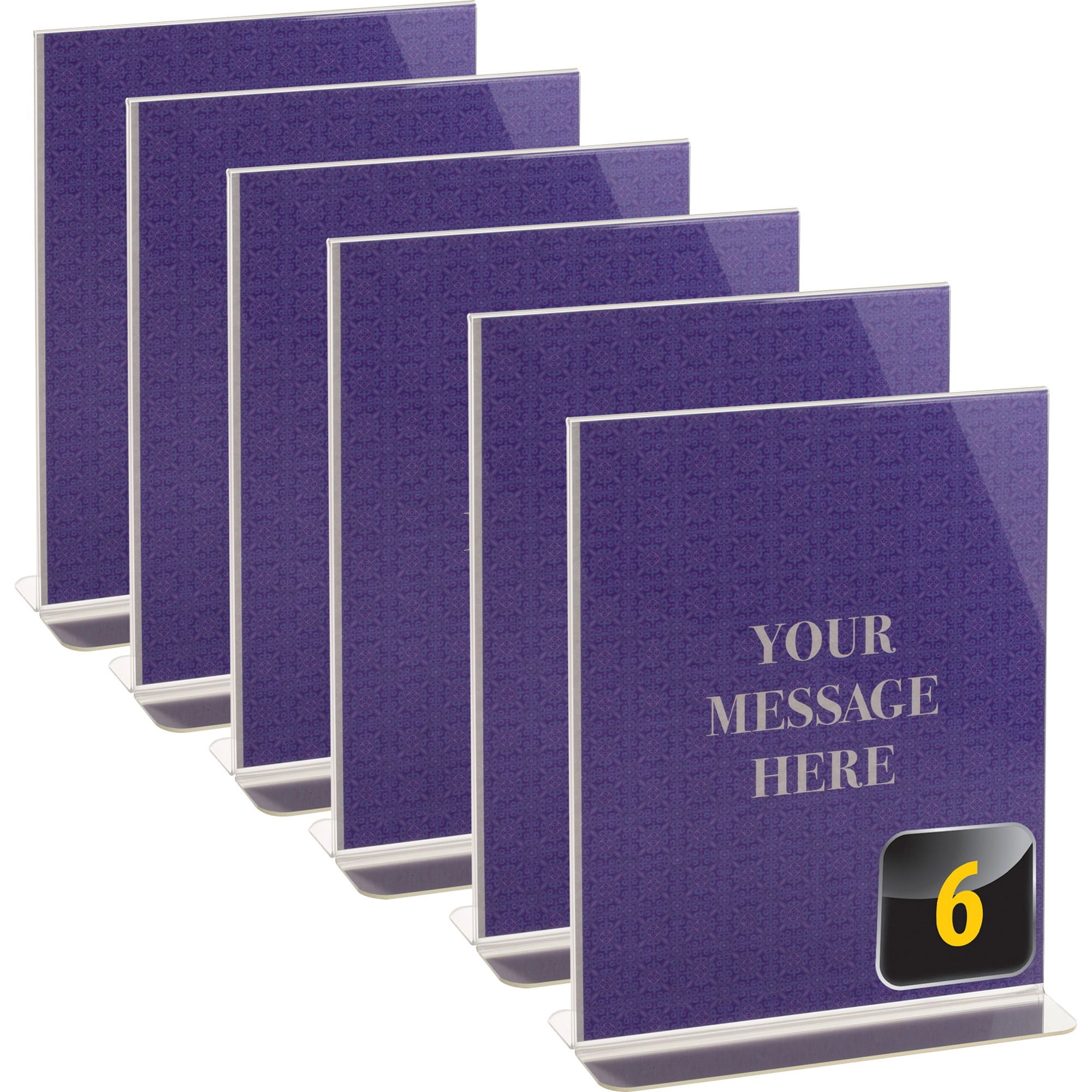 Officemate Vertical Sign Holder, 6pk - 1 / Each - 8.5 inch Width X 11 inch Height - 8.50 inch Holding Width X 11 inch Holding Height - Rectangular