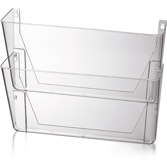 Officemate Letter-Size Wall Files, 2-Pack, Clear Wall-Mountable Plastic Document Organizer for Folders, Forms and Mail, 13 x 4.12 x 10.62-Inches