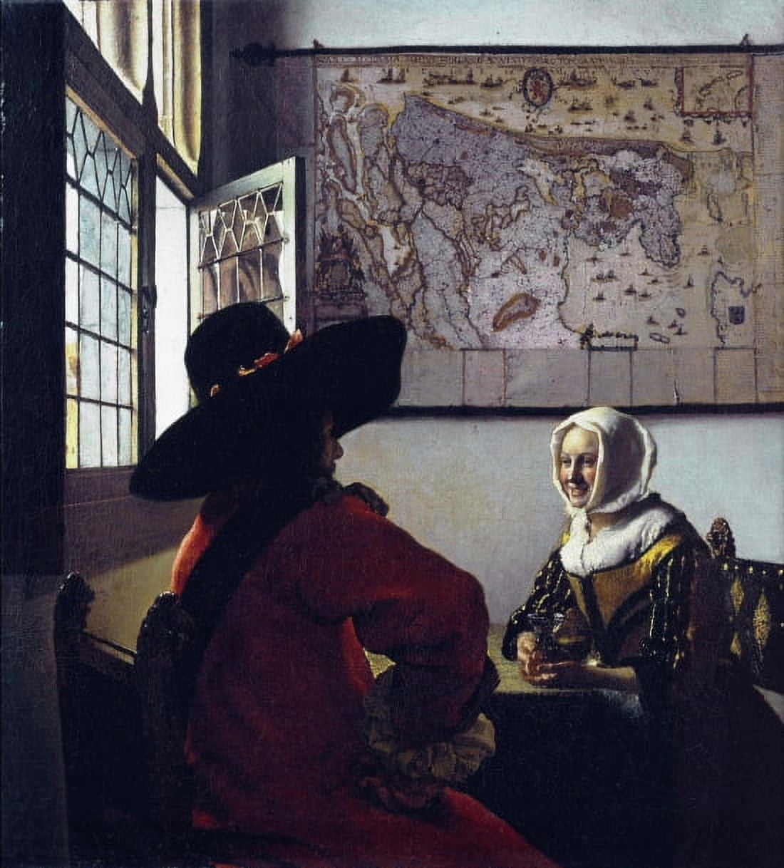 Officer And A Laughing Girl Canvas Art - Johannes Vermeer (18 x 24)
