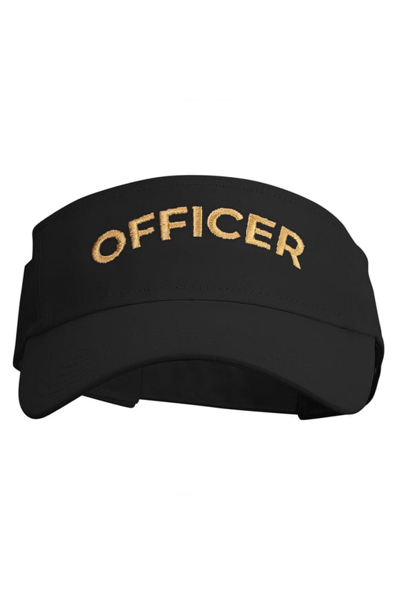 Officer Embroidered Cotton Twill Sun Visor - Black OSFM