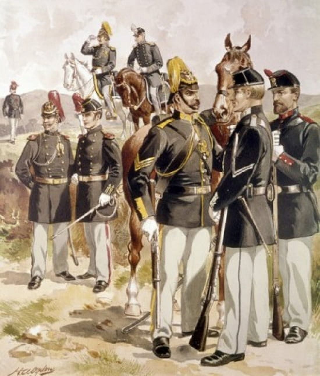 Officers & Enlisted Men Cavalry and Artillery by Henry Alexander Ogden (1856-1936) Canvas Art - Henry Alexander Ogden (18 x 24)