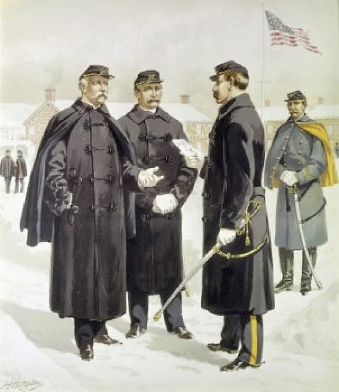 Officers and Enlisted Men (Overcoats and Capes) 1888 Henry Alexander Ogden (1856-1936 American) Canvas Art - Henry Alexander Ogden (24 x 36)
