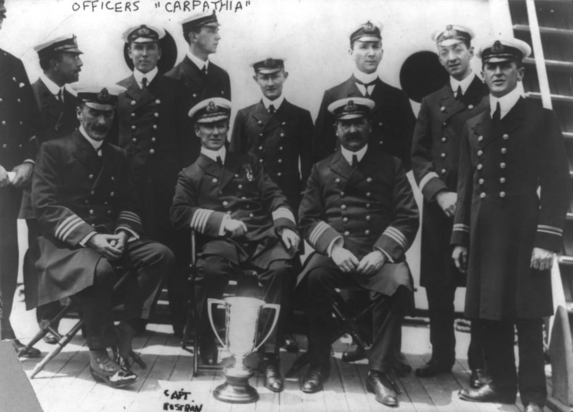 Officers of Carpathia with Captain Rostron Canvas Art - George G Bain (24 x 36)