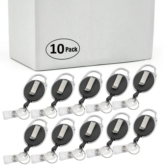 Officeship Heavy-Duty Retracting Carabiner Badge Holder Reel 10PCS