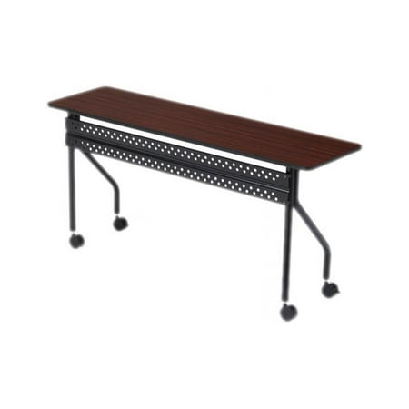 OfficeWorks Mobile Training Table, Rectangular, 72w x 18d x 29h, Mahogany/Black