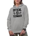thumbnail image 1 of Official 13 Teenager, 13th Birthday Celebrant, Heather Grey Hooded Sweatshirt or Hoodie, Medium, 1 of 5