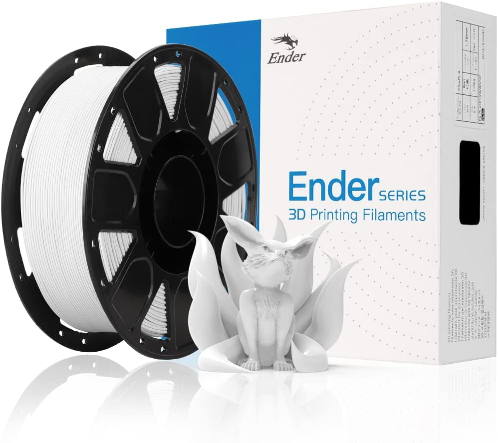 Official 3D Printer Filament Ender PLA Filament 1.75mm, No-Tangling, Strong Bonding and Overhang Performance Dimensional Accuracy +/-0.02mm, 2.2lbs/Spool（White）