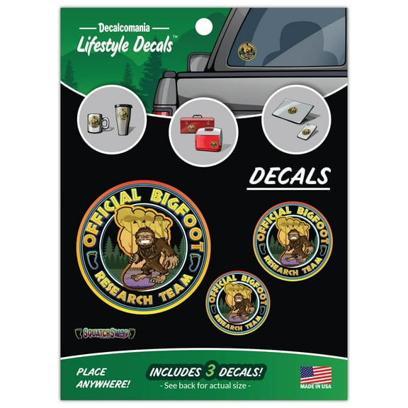 Official Bigfoot Research Team Decal - Set of 3 Funny Sasquatch Bigfoot Vinyl Car Stickers for Truck Window Bumper Tackle Box Laptop Tumbler