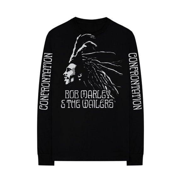 Official Bob Marley Confrontation Black Long Sleeve Graphic Tee Unisex