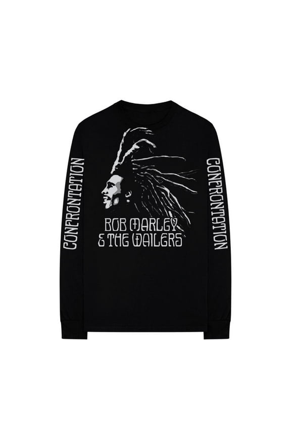 Official Bob Marley Confrontation Black Long Sleeve Graphic Tee Unisex