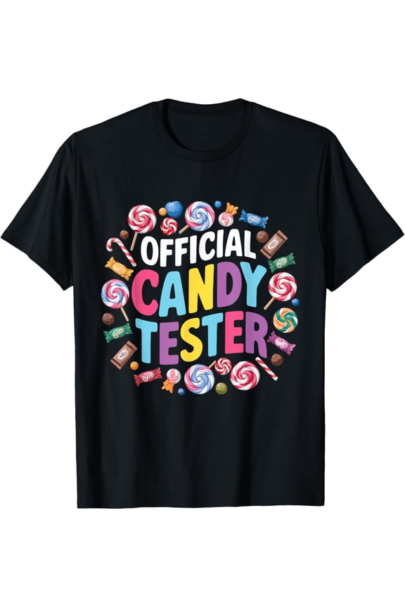 Official Candy Tester Cool Candy Lollipop Halloween Sweets T-ShirtMen and women, Black T-shirt, size: Extra large