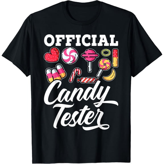 Official Candy Tester Sweet Sugar Lollipop Dessert T-ShirtMen and women, Black T-shirt, size: Extra large