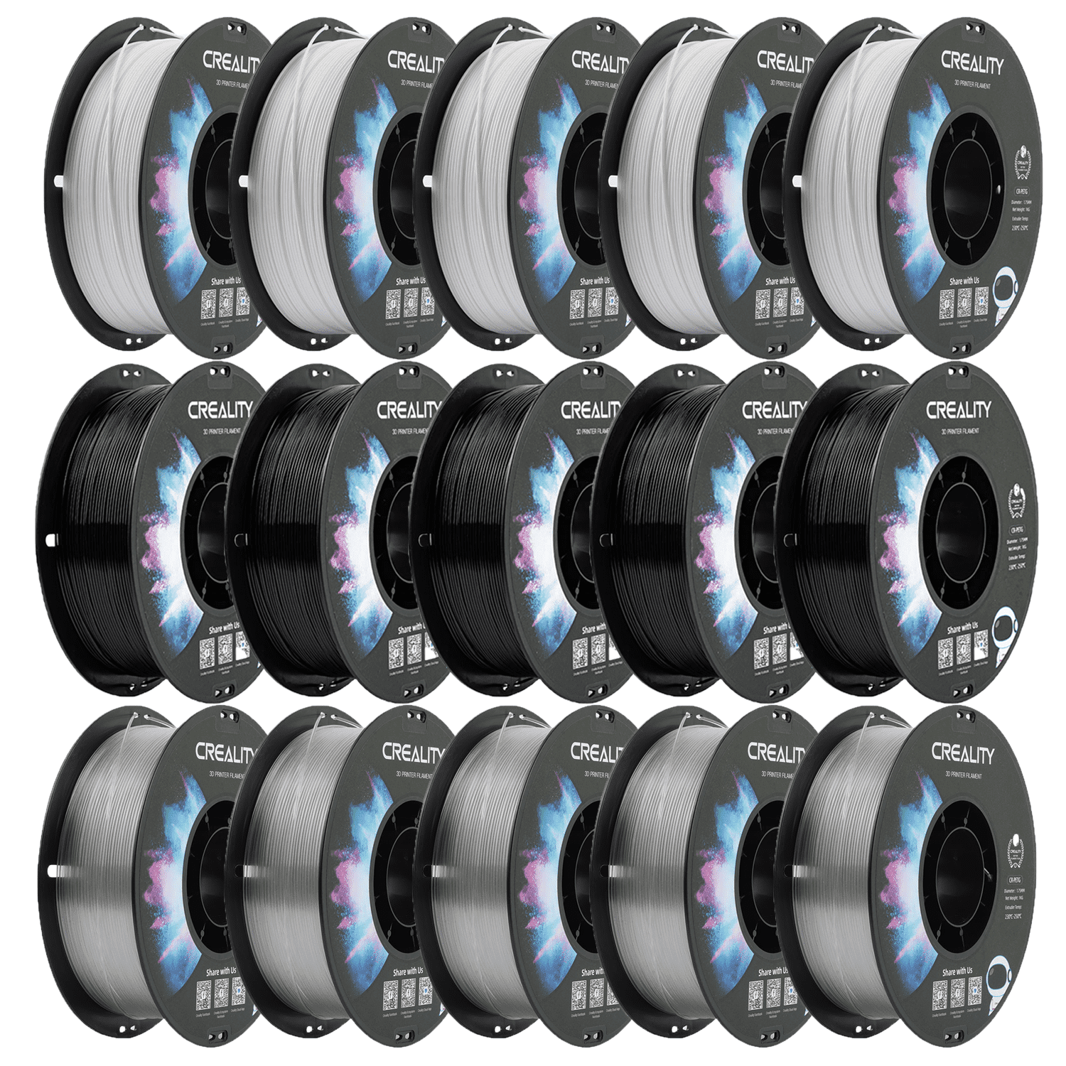 Official Creality 15Pack PETG 3D Printer Filament NonToxic Excellent