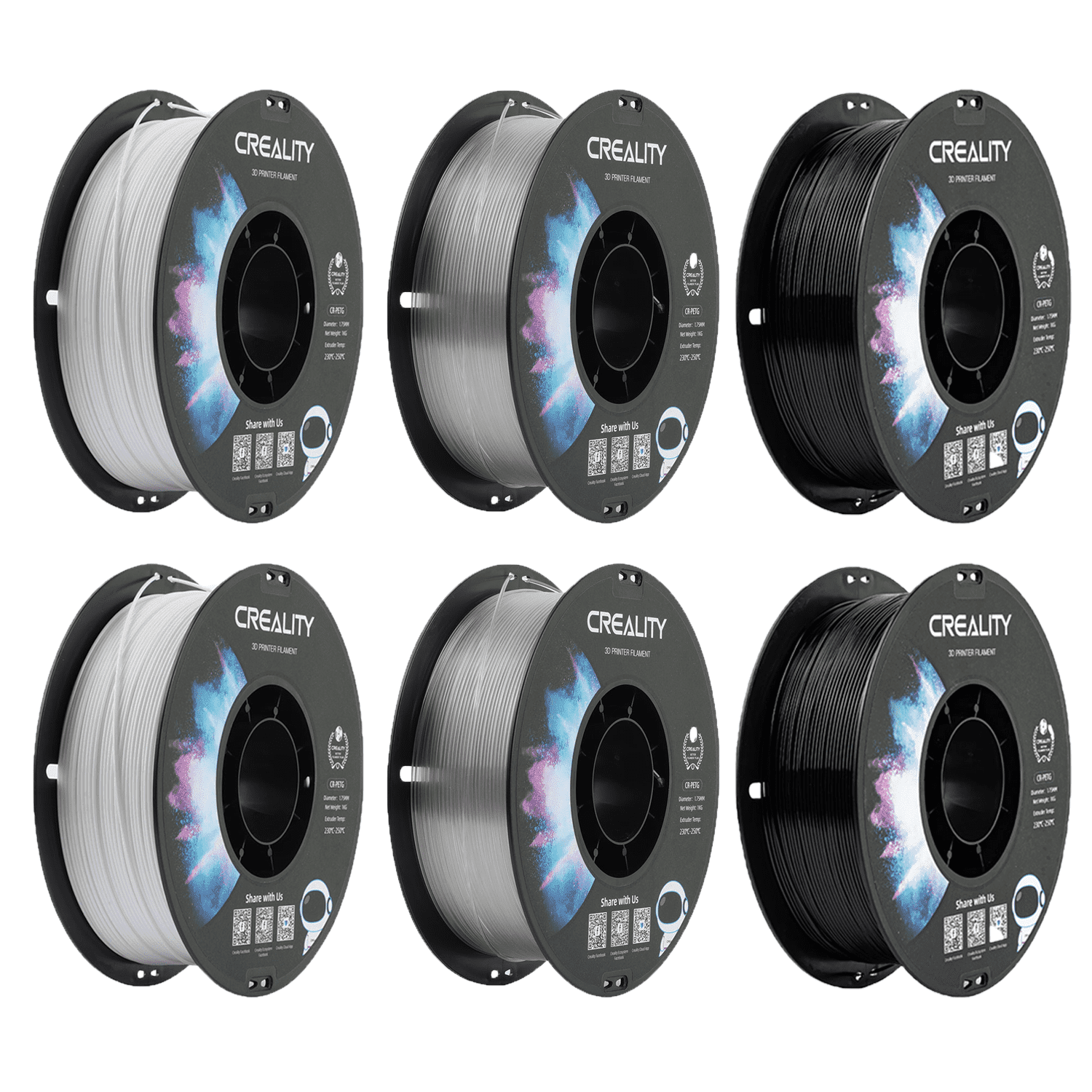 Official Creality 6Pack PETG 3D Printer Filament NonToxic Excellent