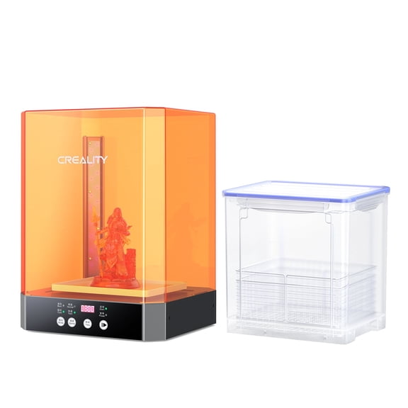Official Creality UW-03 Wash and Cure Station for LCD/SLA/DLP Resin 3D Printing, 360 Rotational Stronger Curing, Anti-fall Drying Station, Upgraded 405nm UV Light with Wash Basket