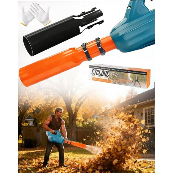Official Cyclone2x Leaf Blower Air Booster Attachment,Venturi Gutter & Snow Blower Attachment,Increases 2X Airflow for Wet Leaves/Snow,All-Season Blower Attachment,for 2-4 Inch Nozzles (Black-1Pcs)