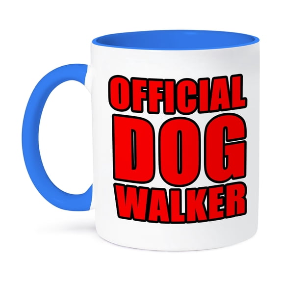 3dRose, Official Dog Walker Red, 11oz Two-Tone Blue Mug