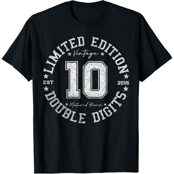 Official Double Digits 10 Year Old Gifts 10th Birthday 2015 T-Shirt Tops Tee